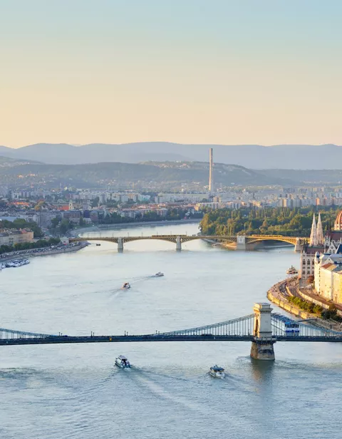 river danube view at sunset Budapest