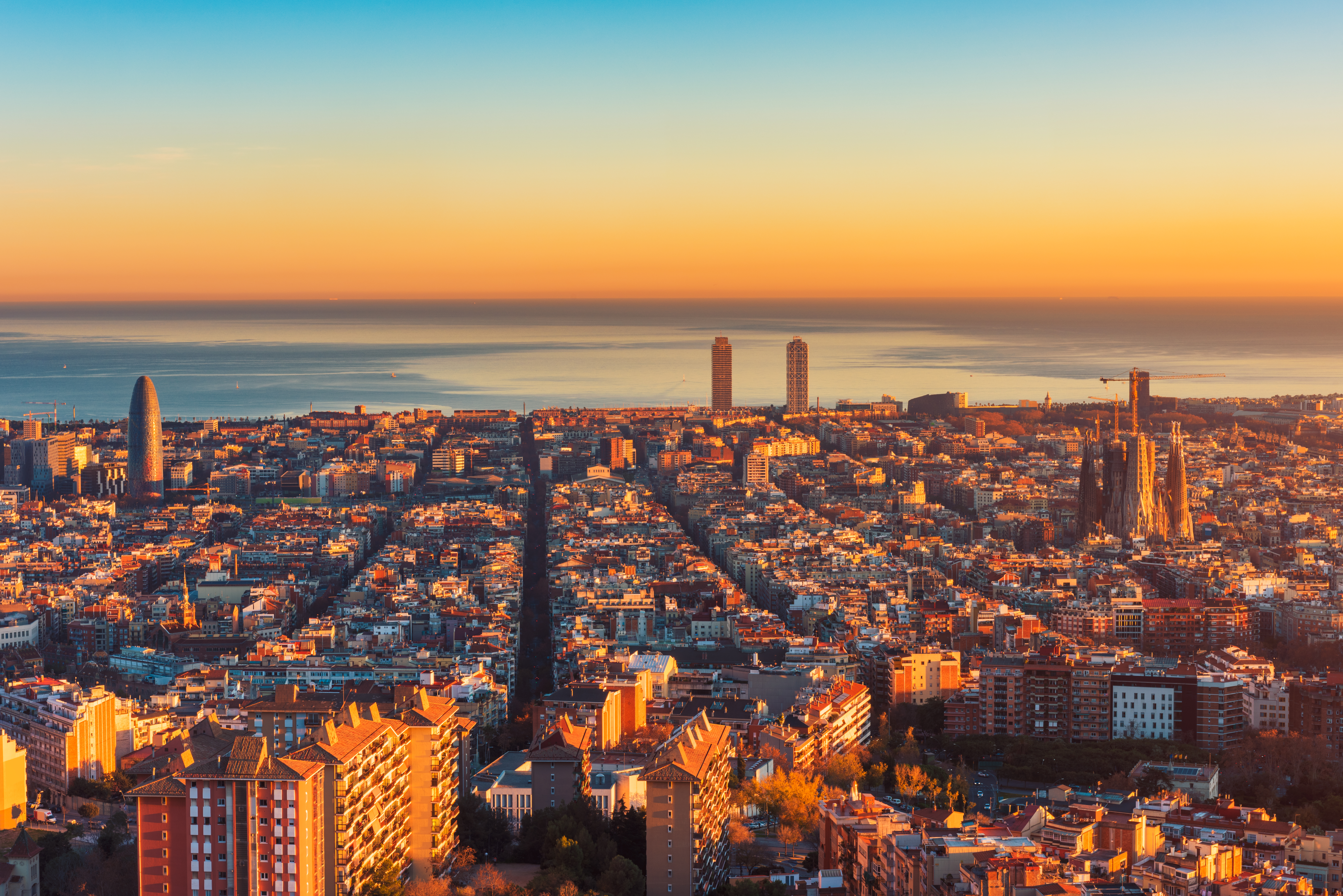 High Angle View Over Barcelona Spain At Sunset 1161610632
