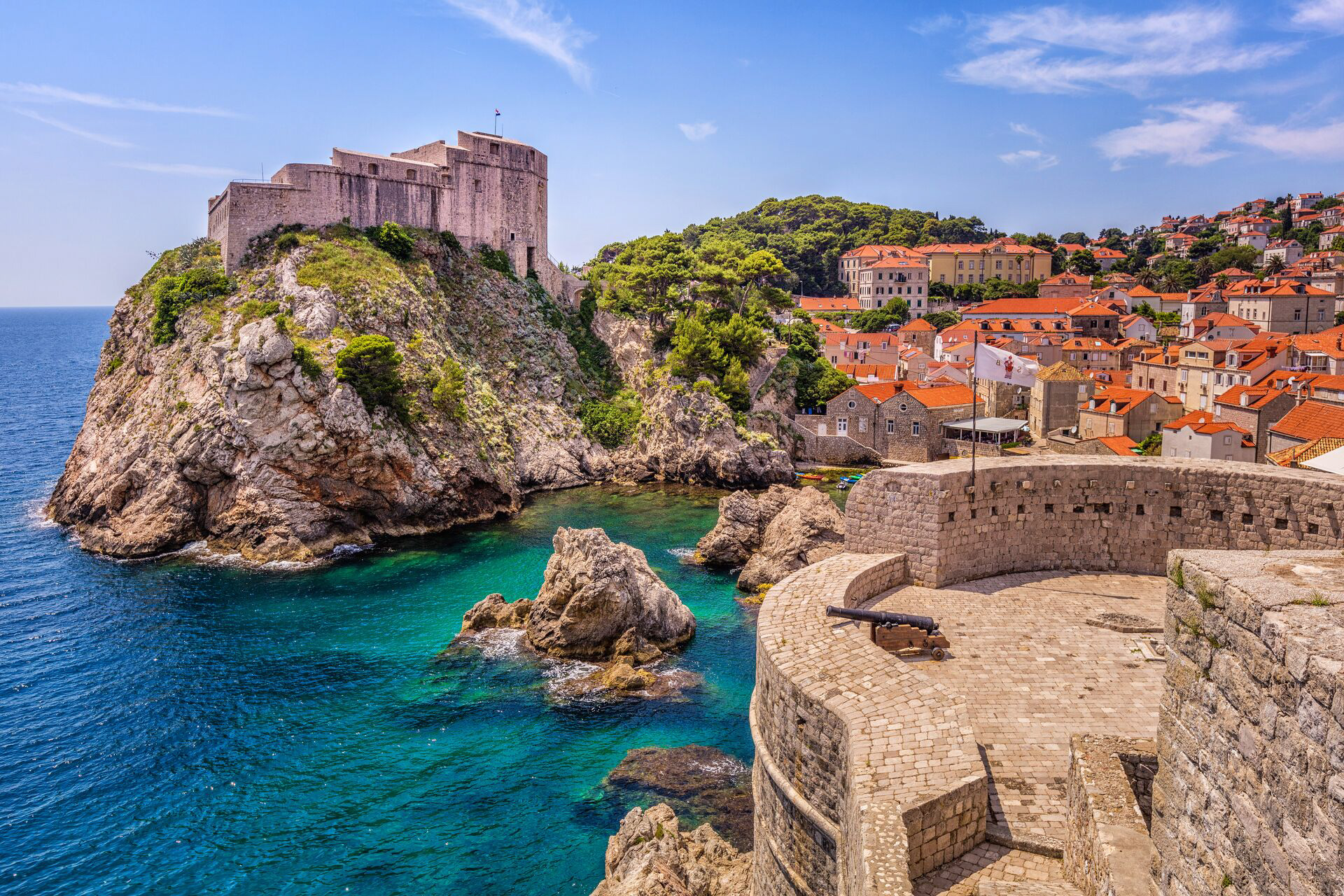 Fort Lovrijenac on a hill by the sea in Dubrovnik, Croatia