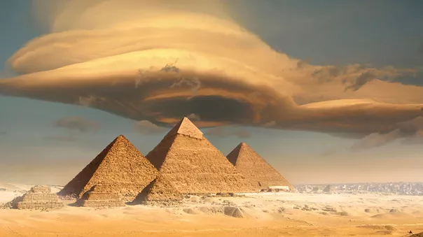 Dramatic Storm Cloud Above Pyramids, Giza, Egypt