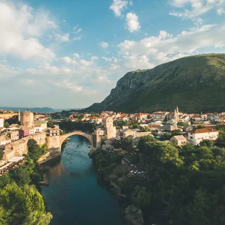 View of Mostar Bridge in Bosnia Herzegovina