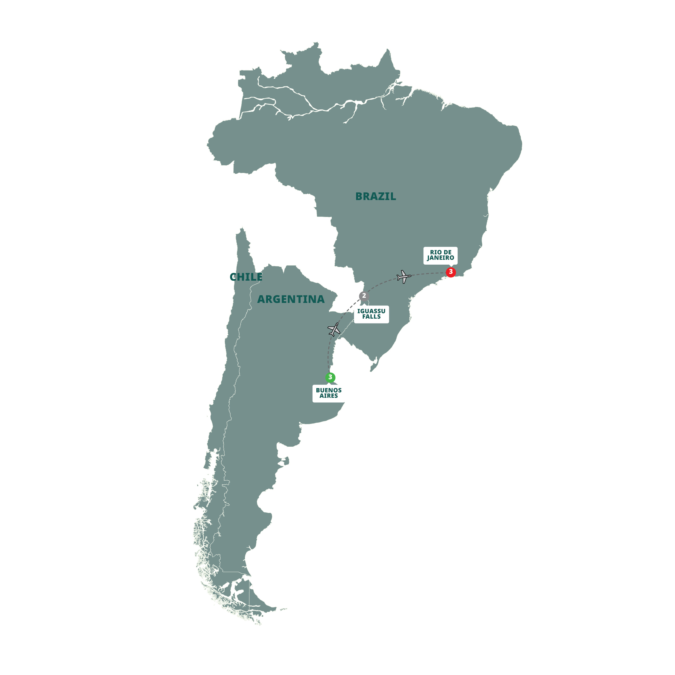Map Contrasts Brazil Argentina Guided Tour ZABR 27