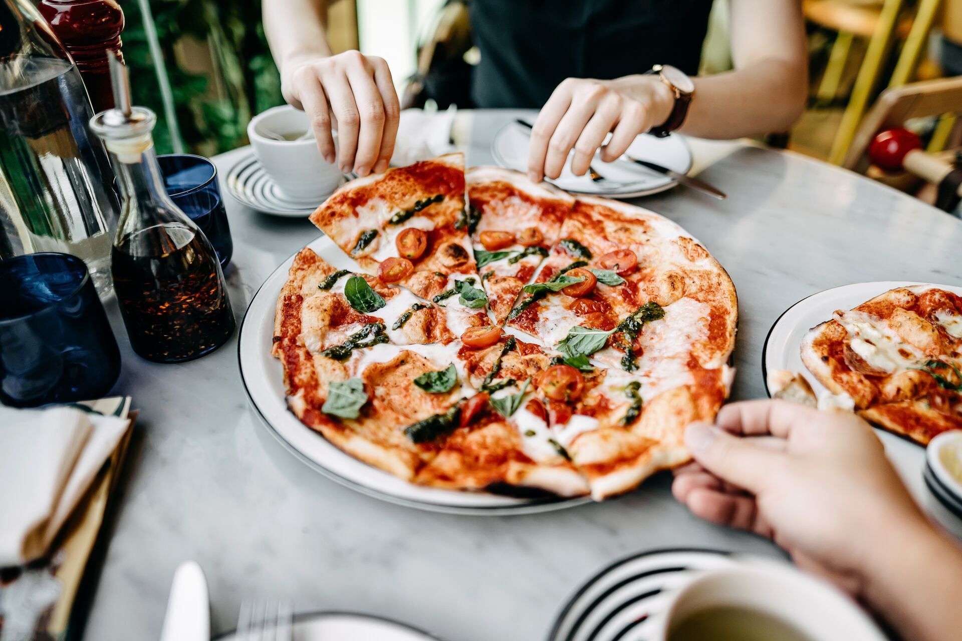 Couple sharing a pizza