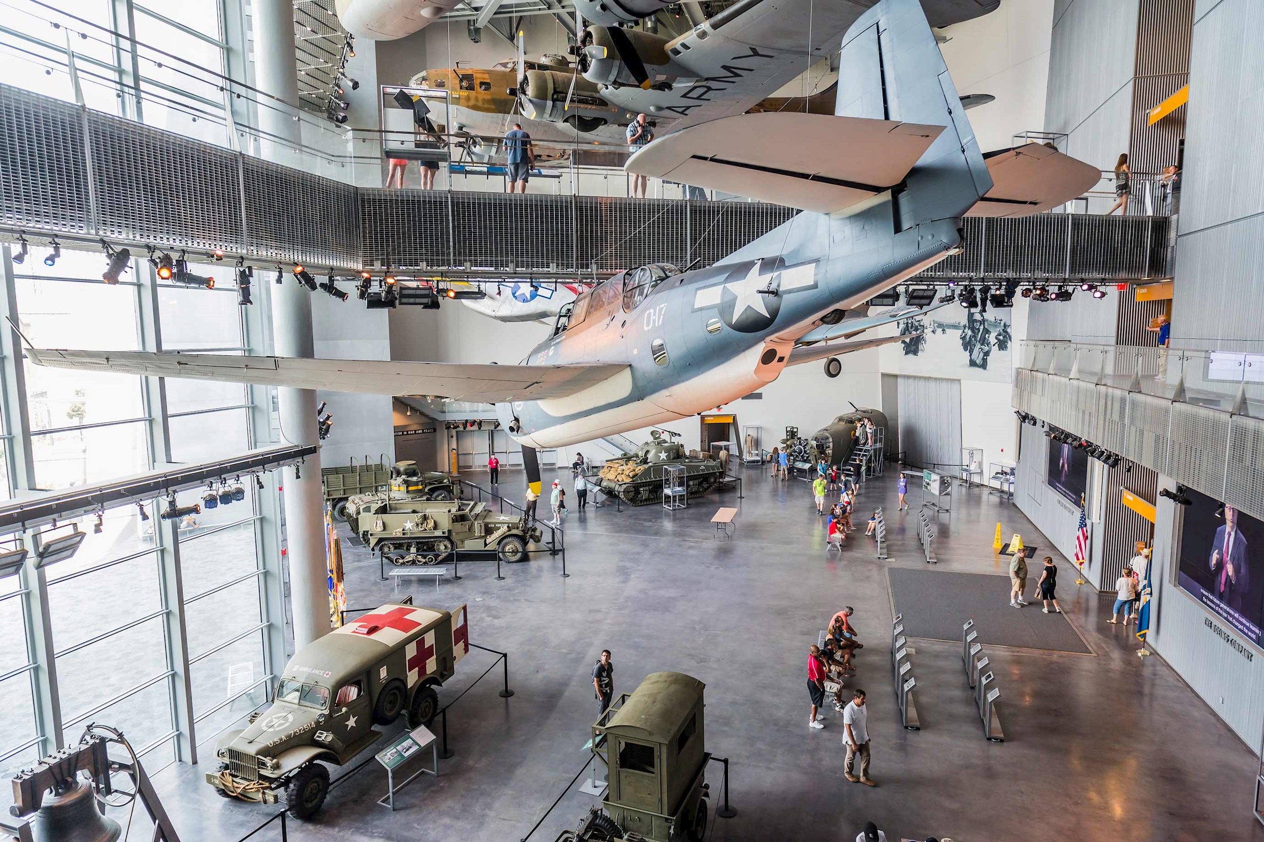 People visiting the National WWII Museum in New Orleans, USA