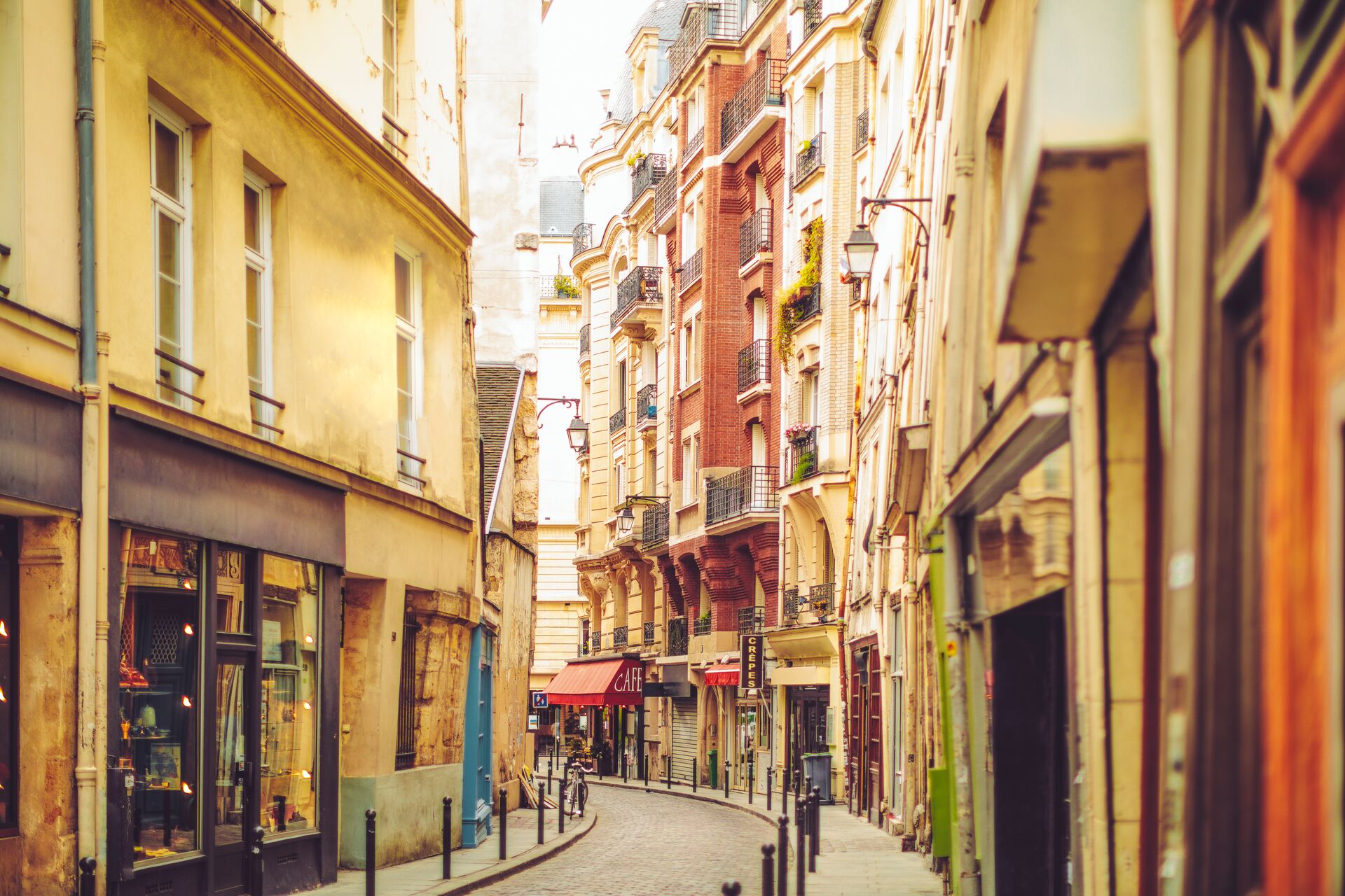 Characterful back street in Paris, France