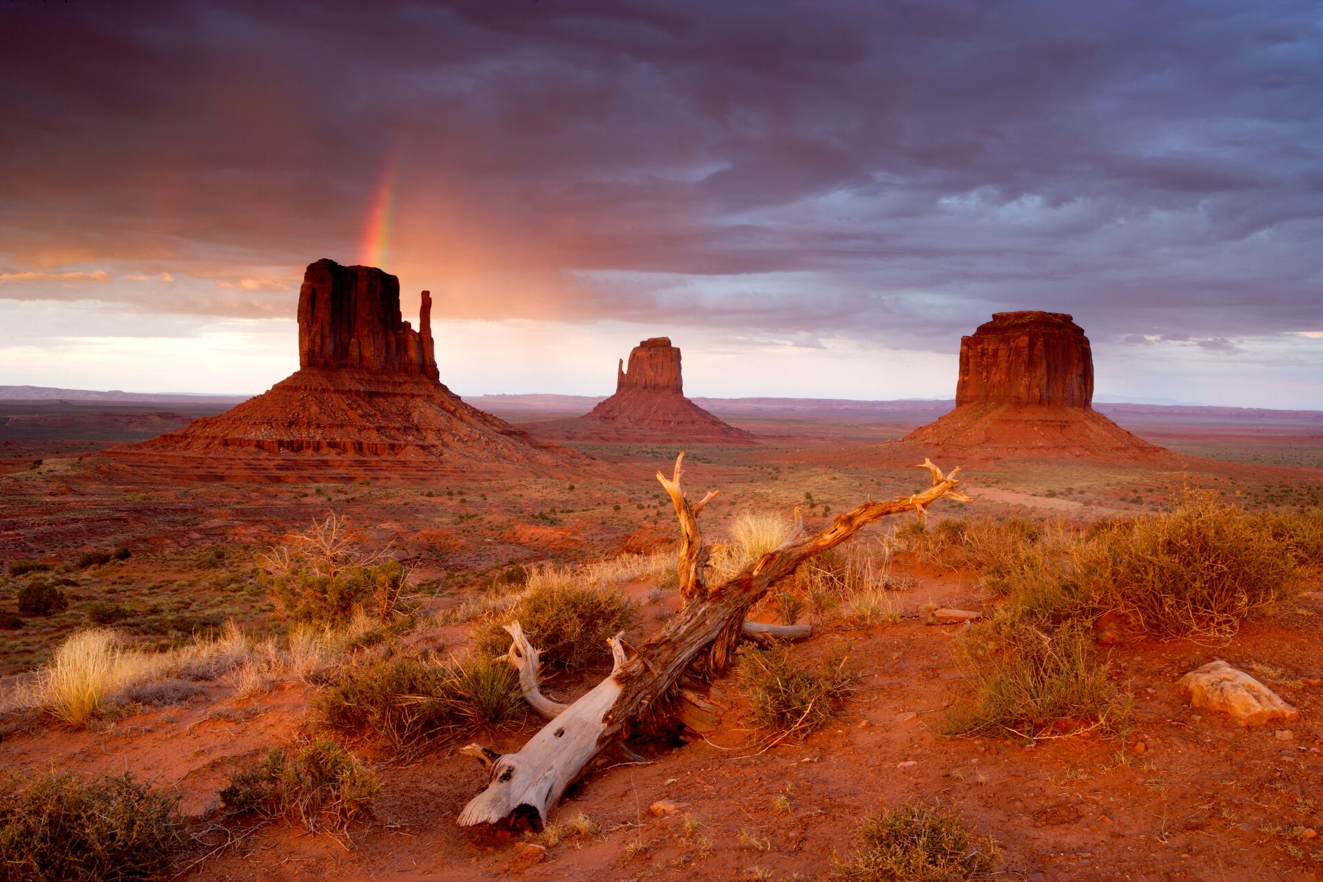 Monument Valley, Navajo Tribal in Utah with storm clouds in the background