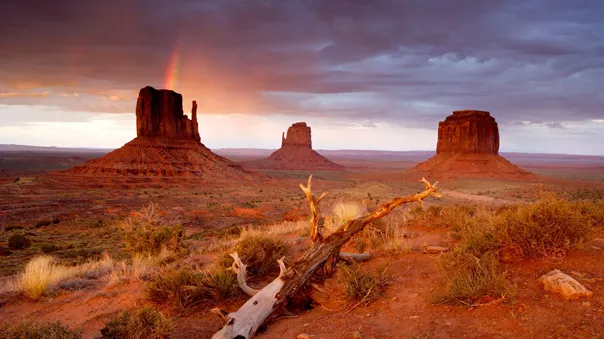 Monument Valley, Navajo Tribal in Utah with storm clouds in the background