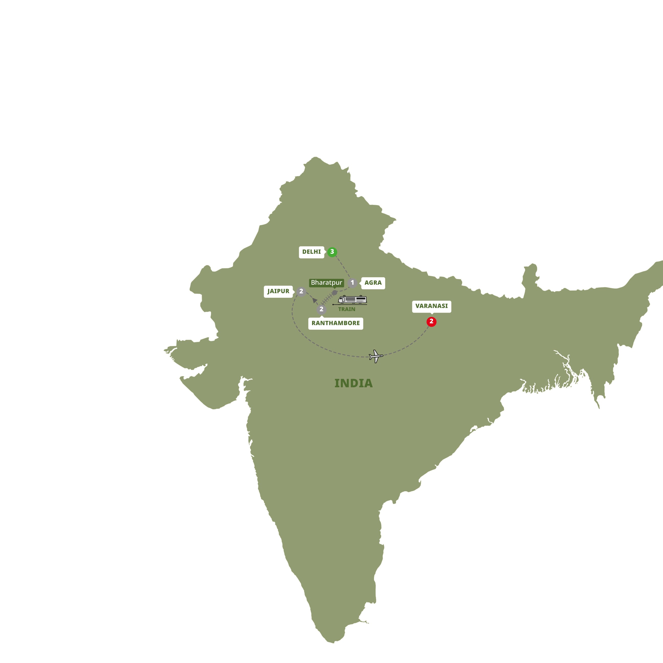 Best of India Guided Tour Map