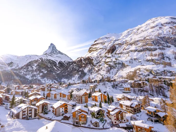 Scenic View Of Snowcapped Mountains Against Sky Zermatt Switzerland