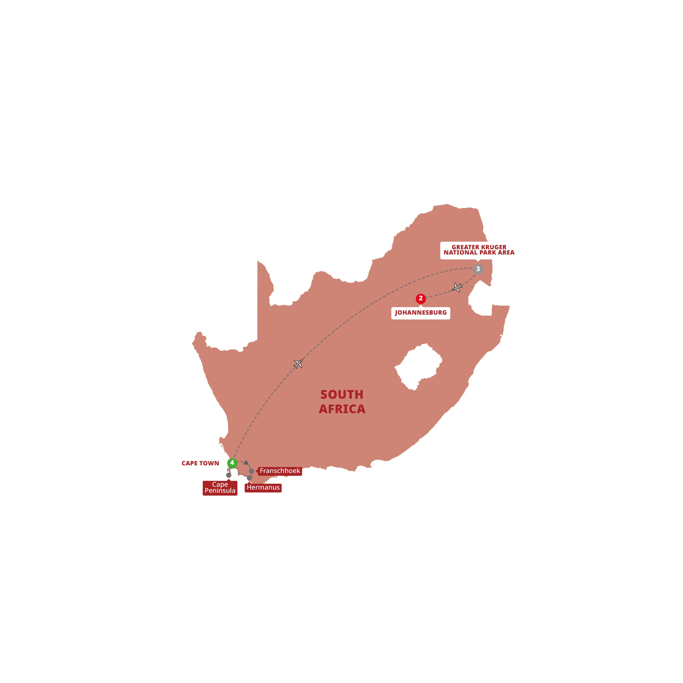 Essence South Africa Guided Tour Map