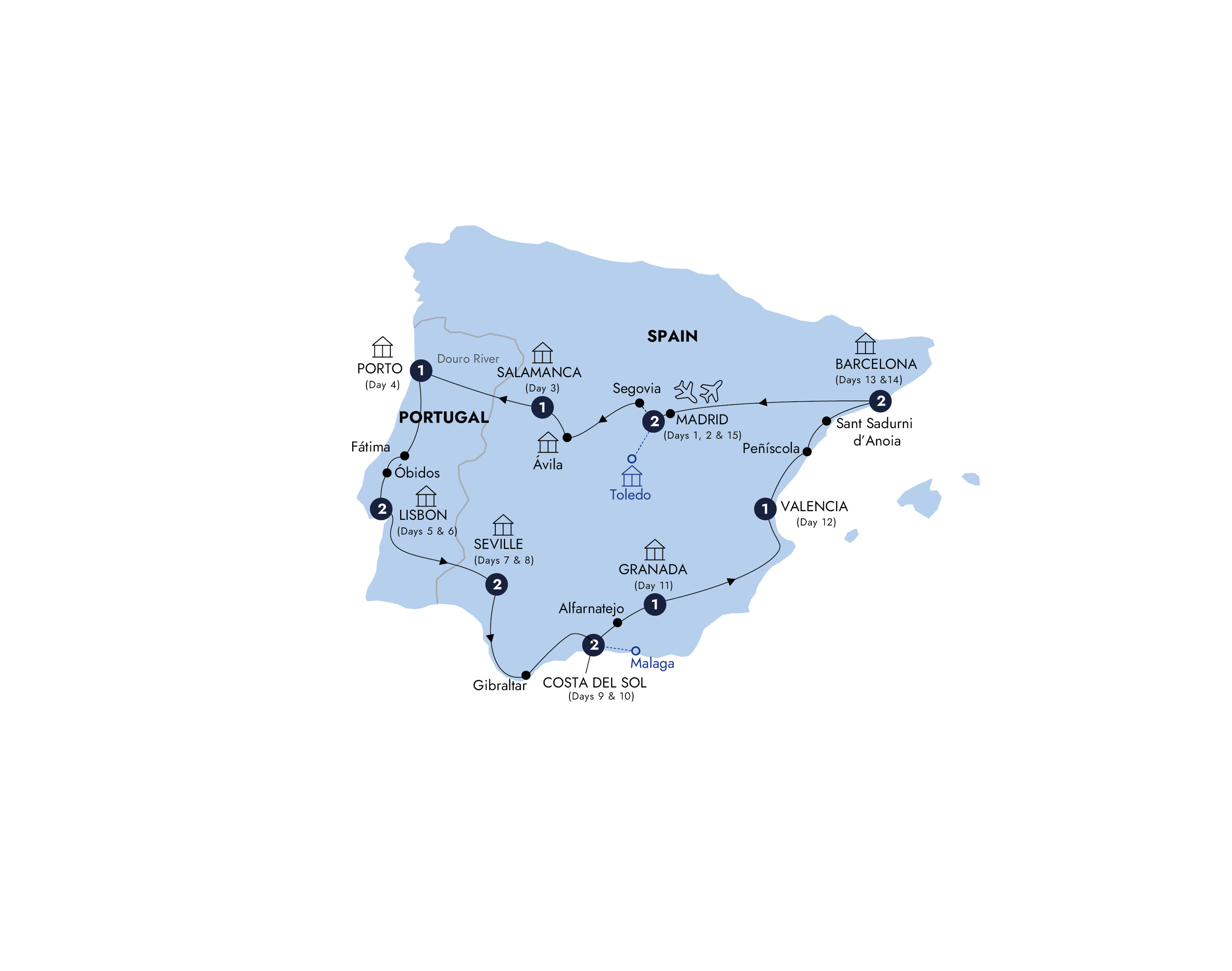 Map Best Spain Portugal End Madrid Small Group Guided Tour YE932 2027