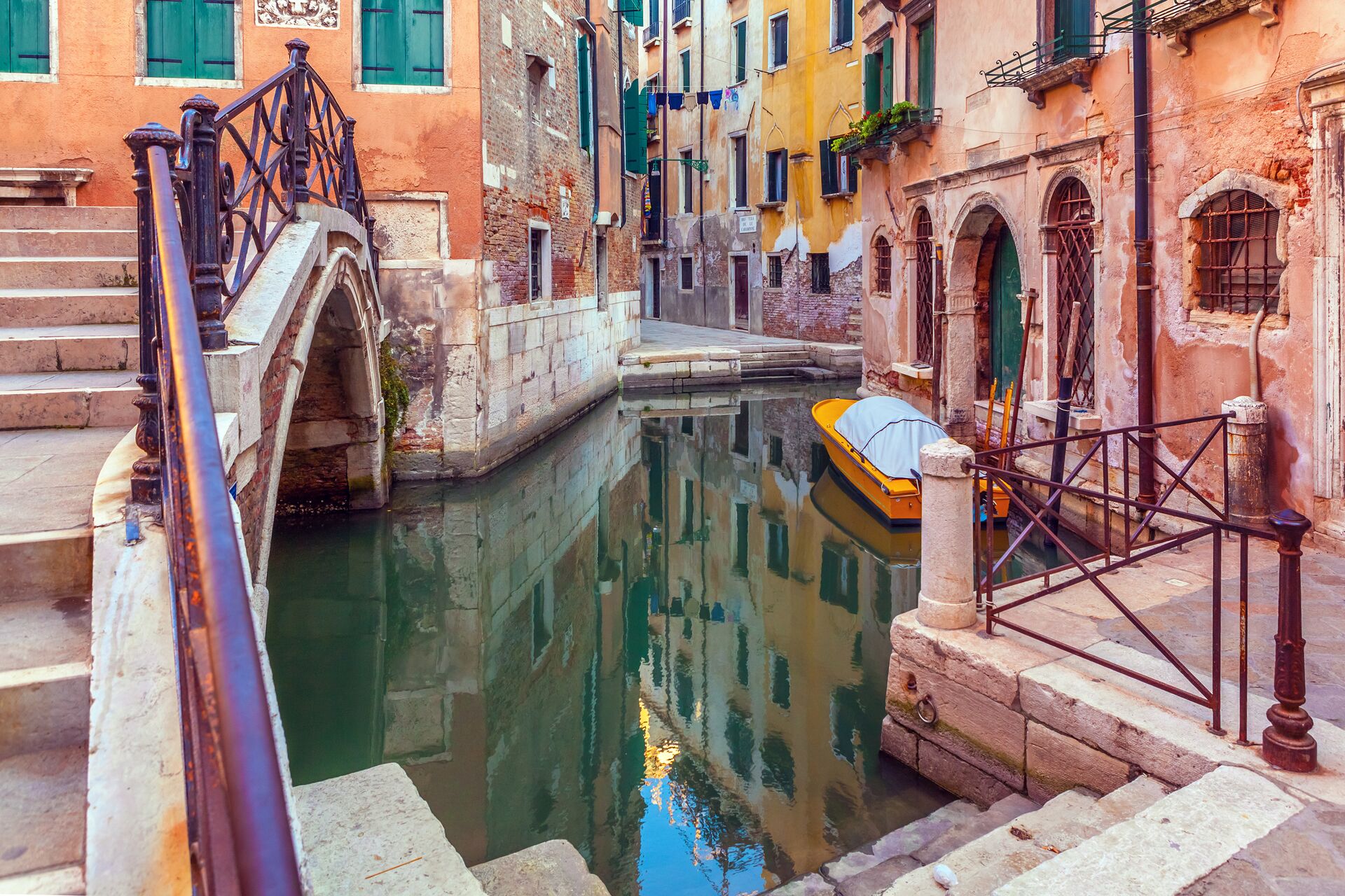 Canal and Footbridge in Venice, Italy