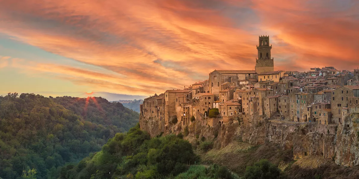 Sunset over Pitigliano, Tuscany, Italy