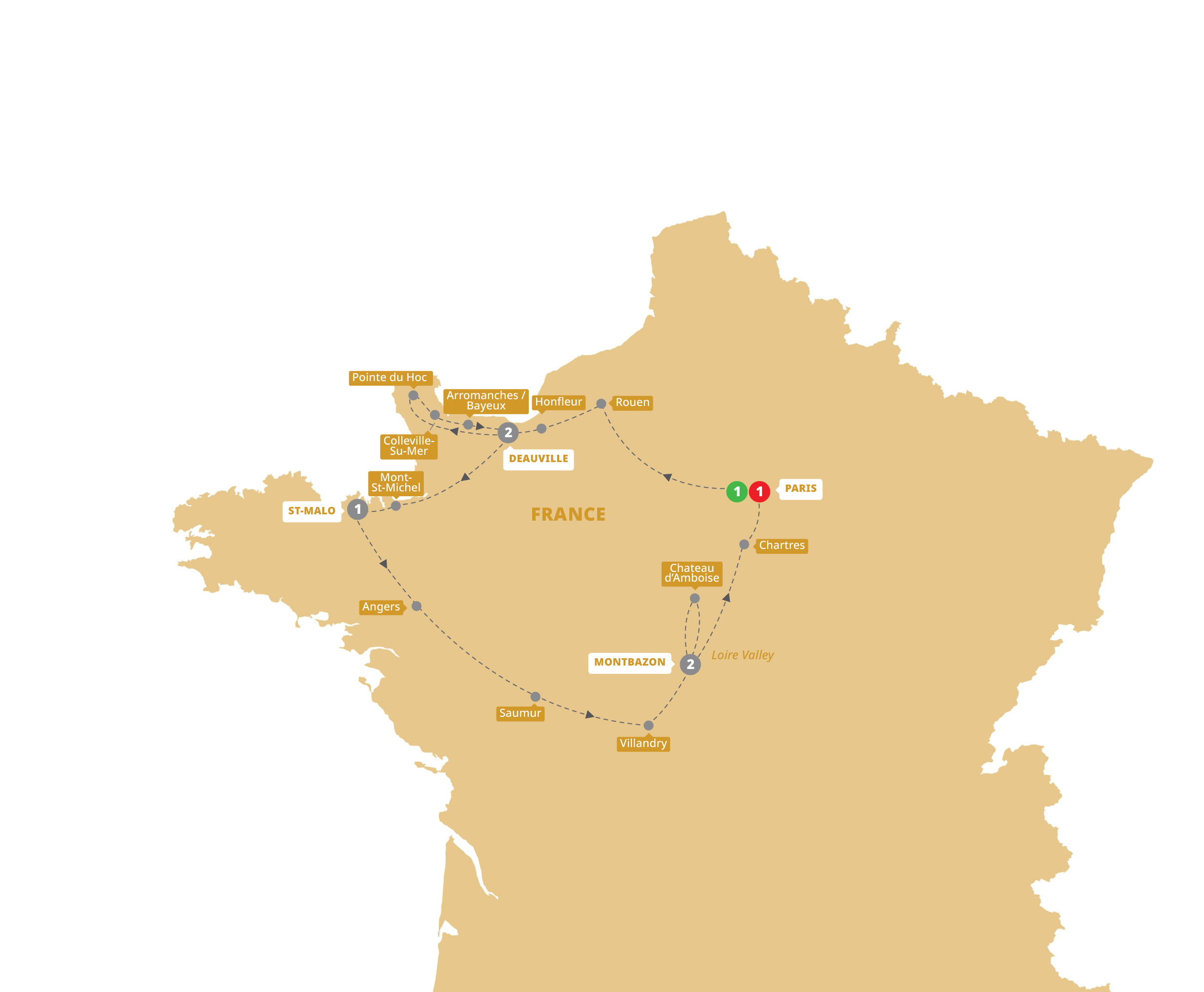 Map Normandy Brittany Loire Valley Guided Tour E926 27