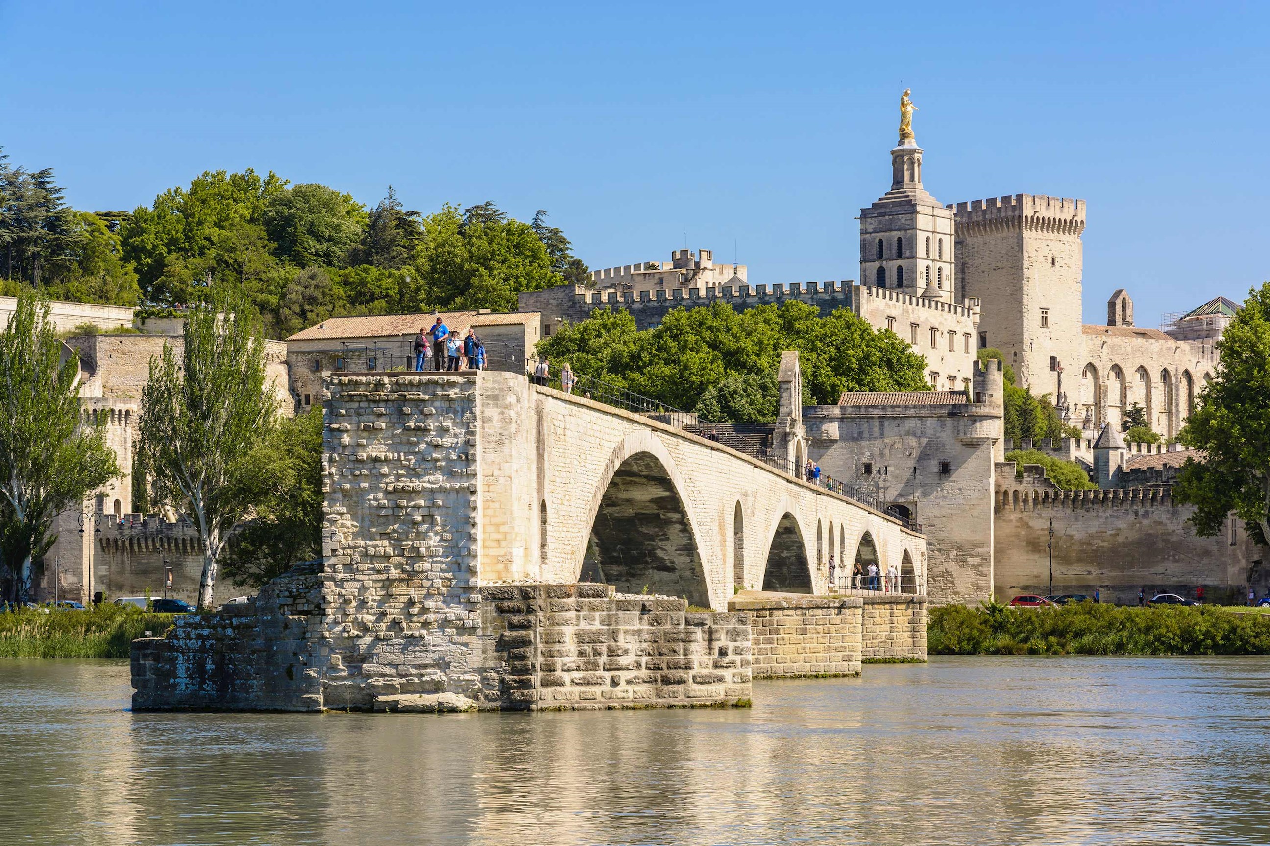 Saint Benezet Bridge and Papal Palace in Avignon, France