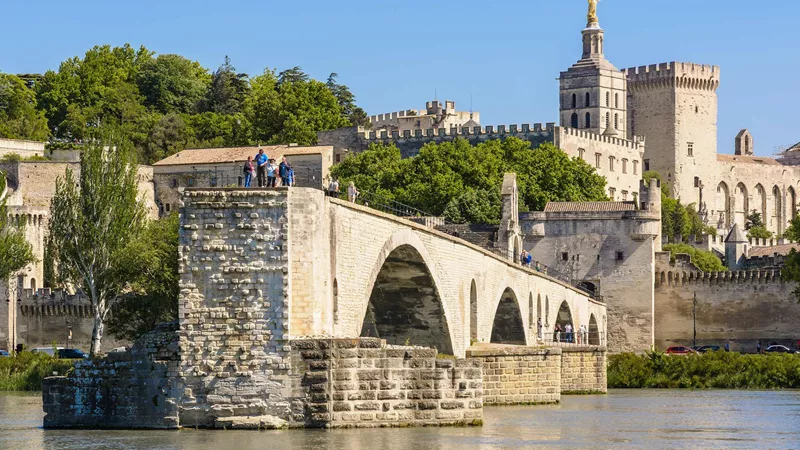 Saint Benezet Bridge and Papal Palace in Avignon, France