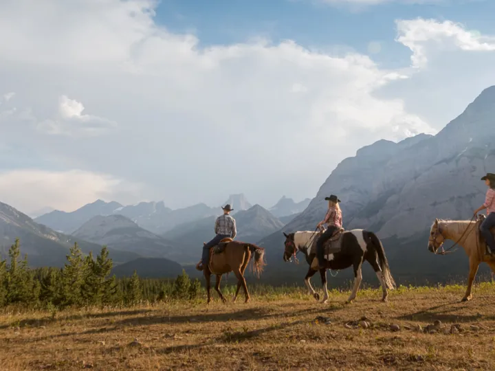 Horseback riding in Alberta mountains, Canada