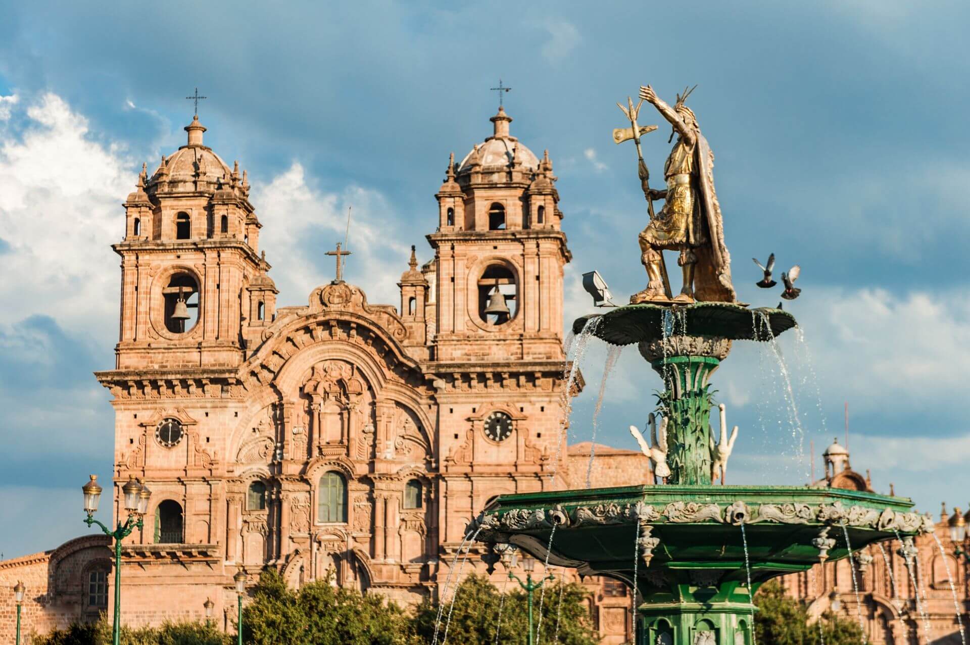 View Of The Fountain Located In The Middle Of Plaza De Armas A City Square Of Cusco in Peru