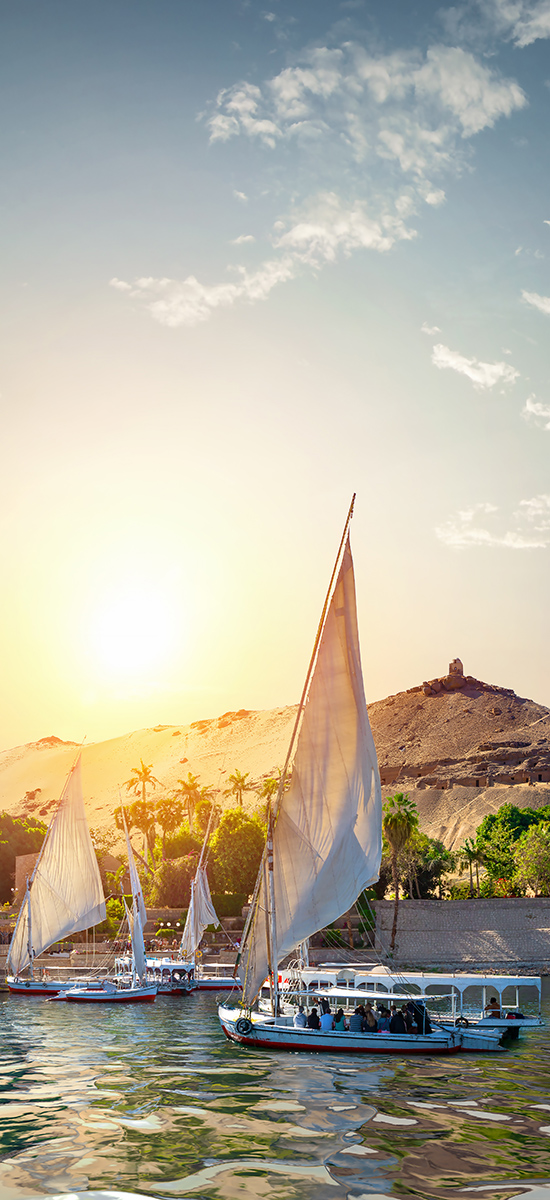 Sailing boats on the Nile River
