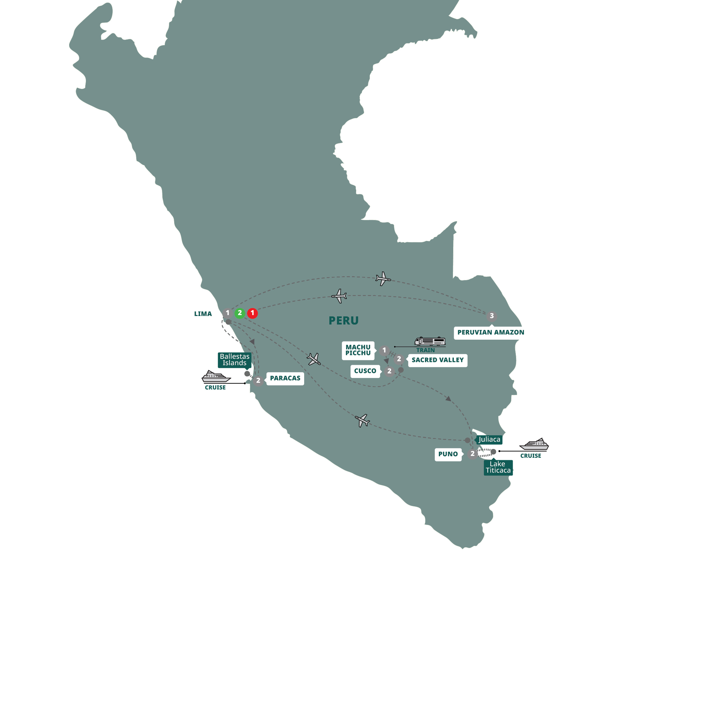 Land Incas Peruvian Amazon Guided Tour Map 2026
