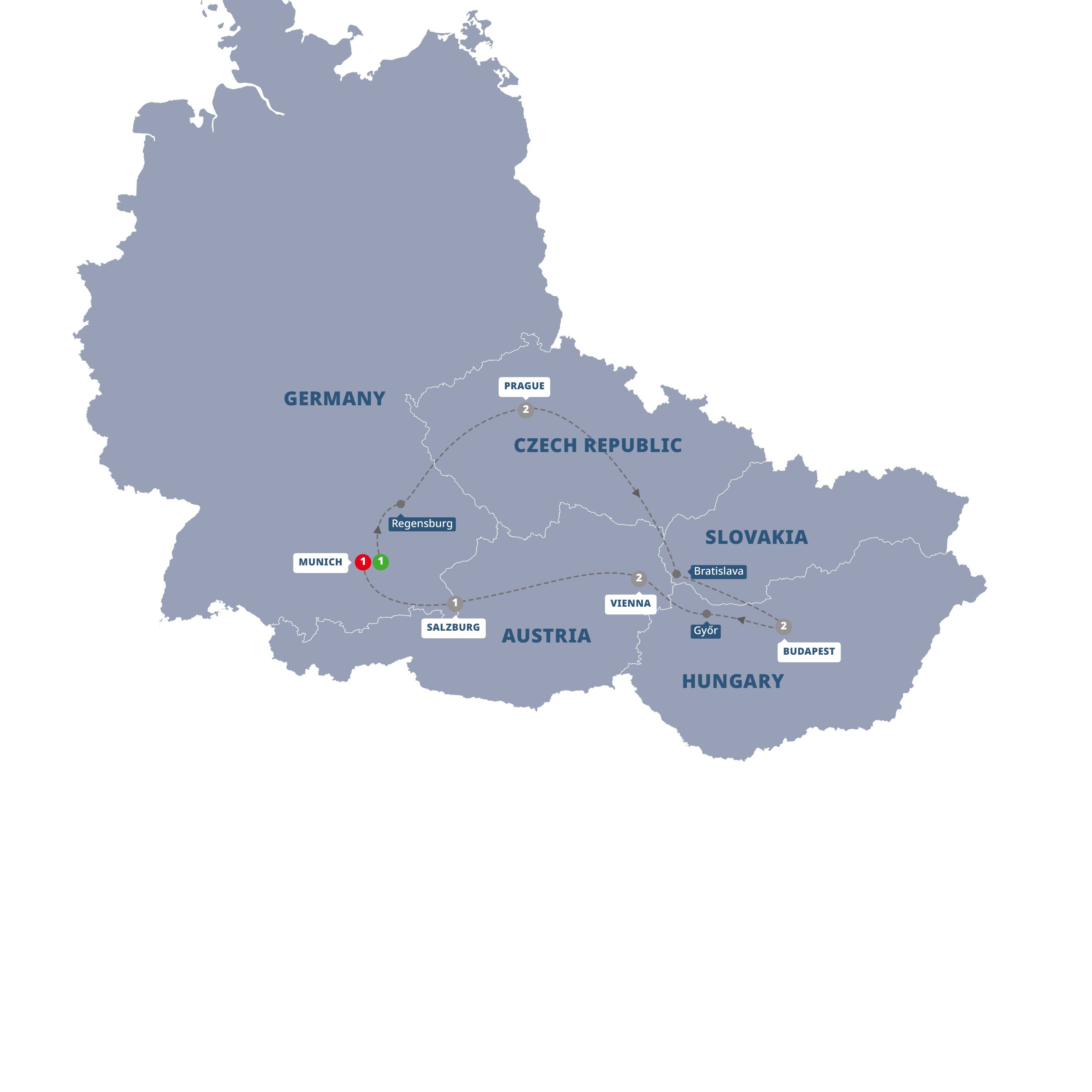Imperial Europe Guided Tour Map