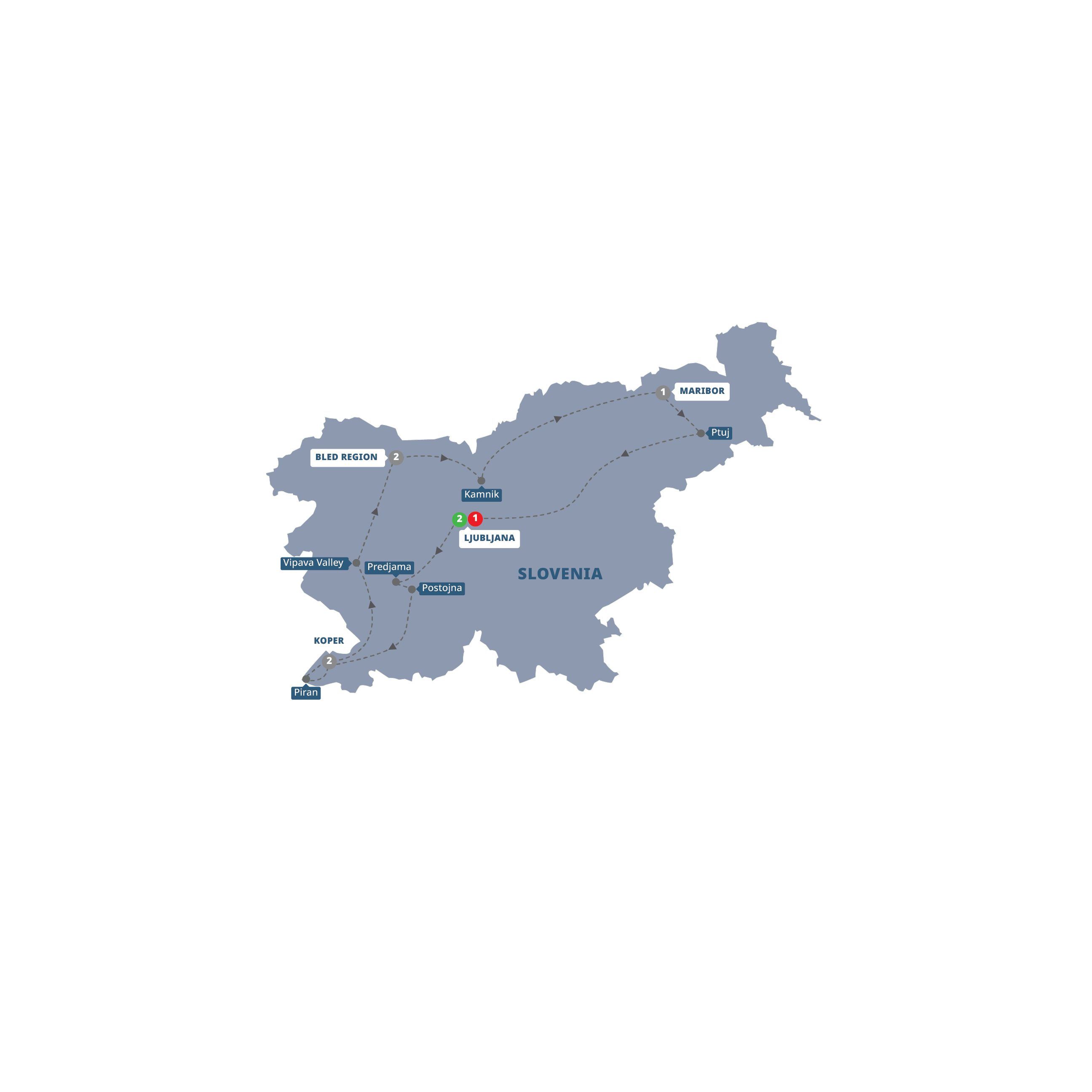 Hidden Slovenia-Small Group 2027 Guided Tour Map 2027 YSLO