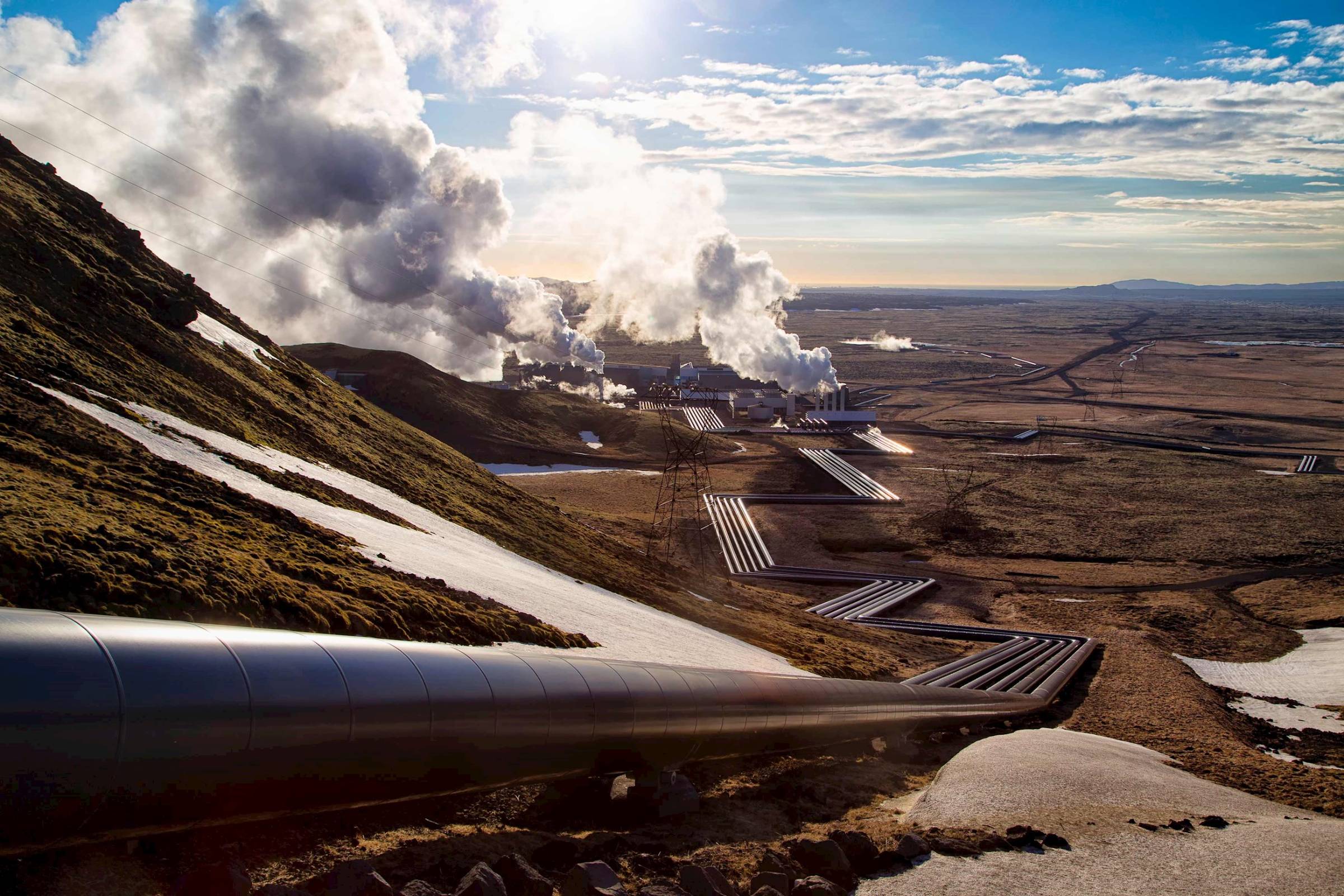 Pipes of Geothermal Power Station In Hellisheidi, Iceland