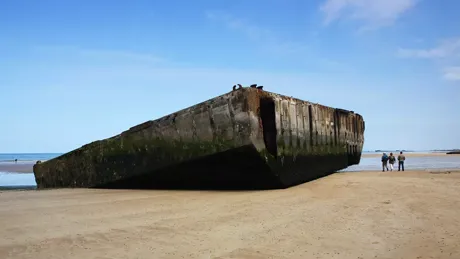 Mullberry Harbour Beach in Normandy, France