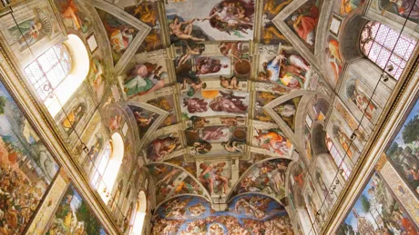 View of the Sistine Chapel's ceiling in the Vatican City