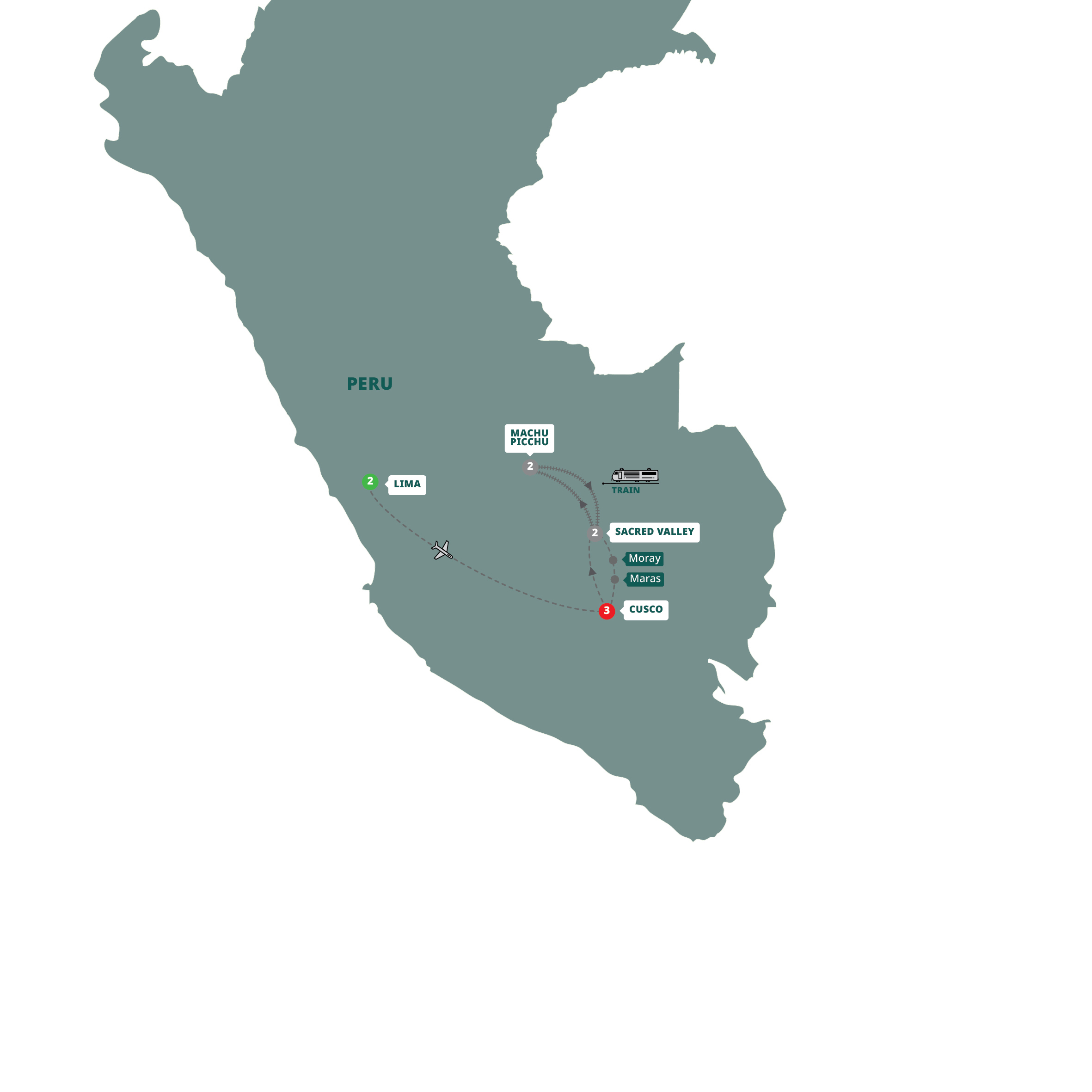 Map Peru Machu Picchu Guided Tour ZPER 27