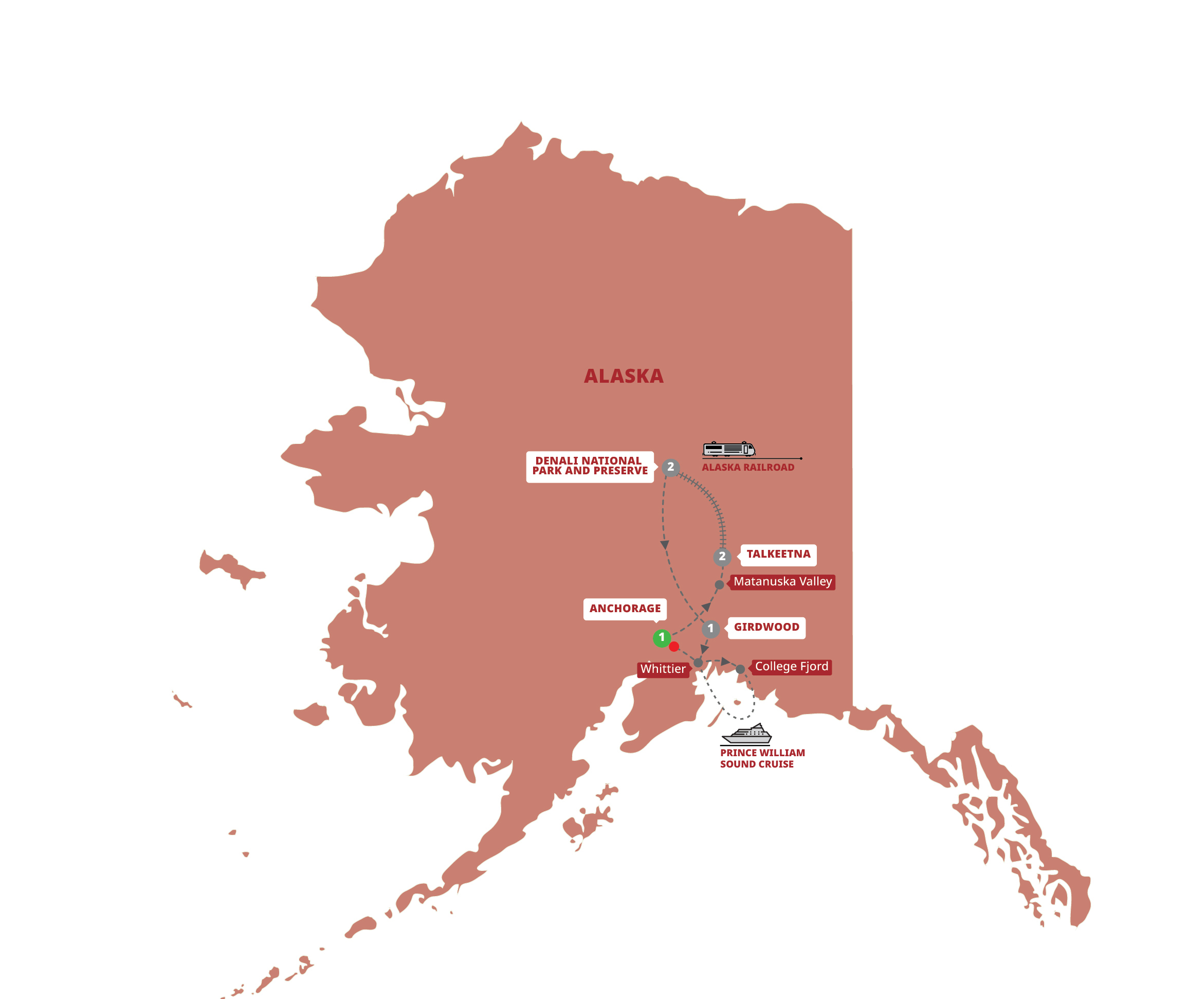 Map Jewels Of Alaska Guided Tour AJAK 27