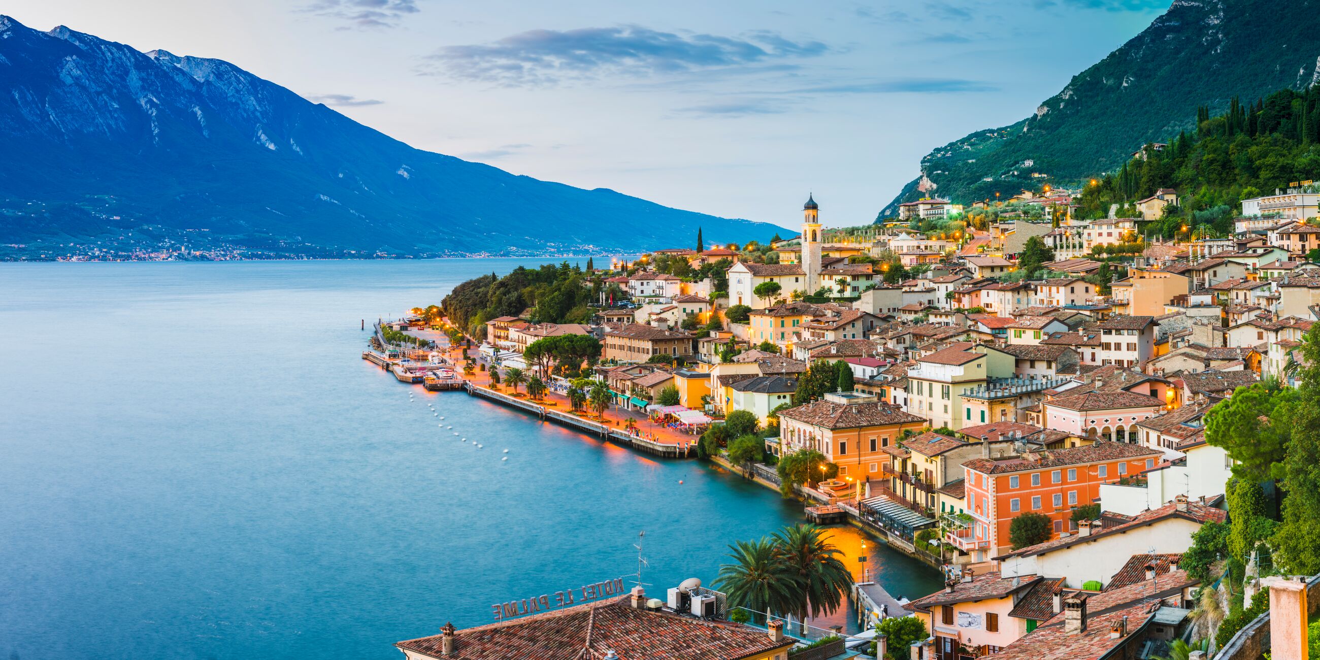 View of Lake Garda shore in Italy