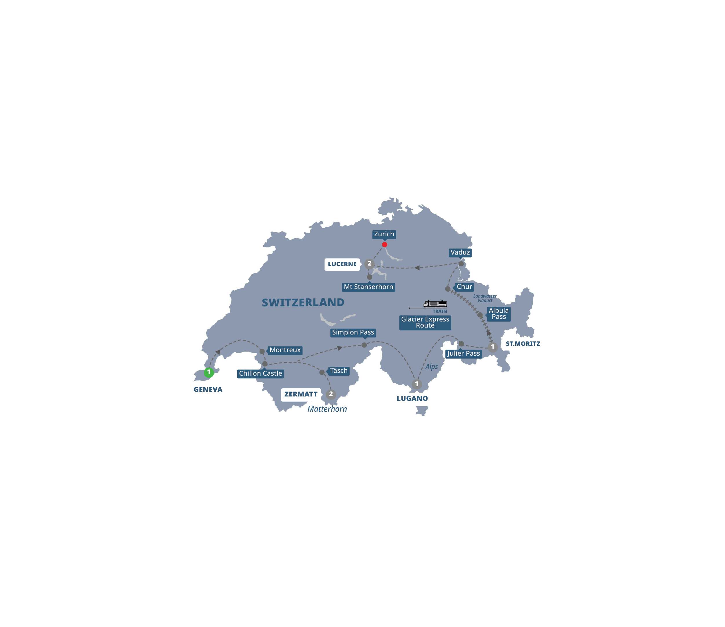 Map Glorious Switzerland Guided Tour E965 27