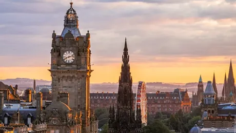 A view of Edinburgh featuring Balmoral Hotel clock tower, Scotland