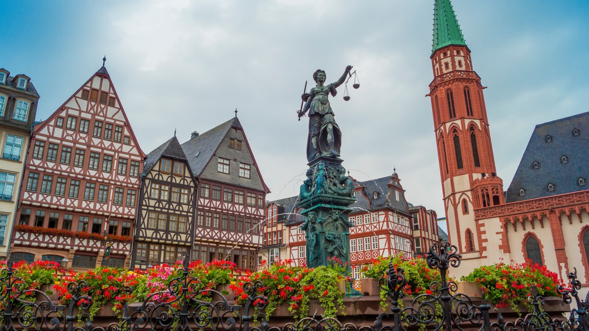 Fountain Of Justice at Romergerg in Frankfurt, Germany 