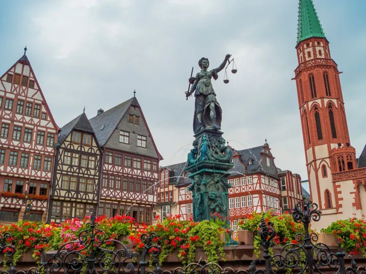 Fountain Of Justice at Romergerg in Frankfurt, Germany
