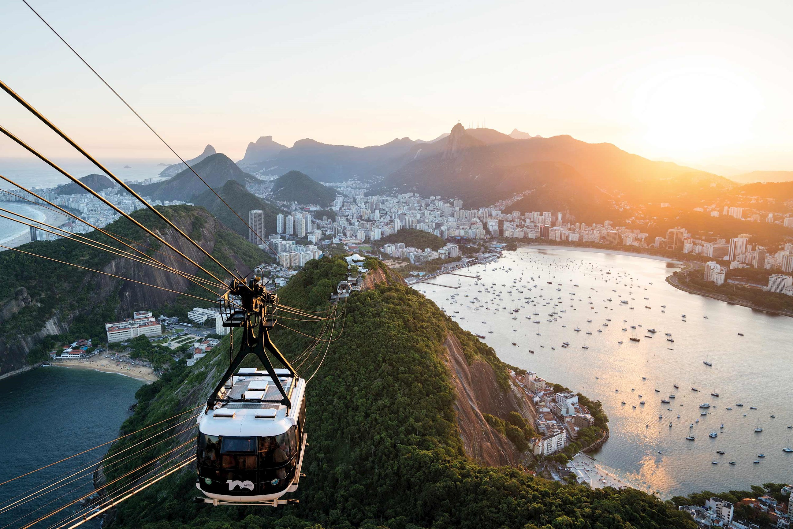 A cable car overlooking the city in Rio de Janeiro, Brazil