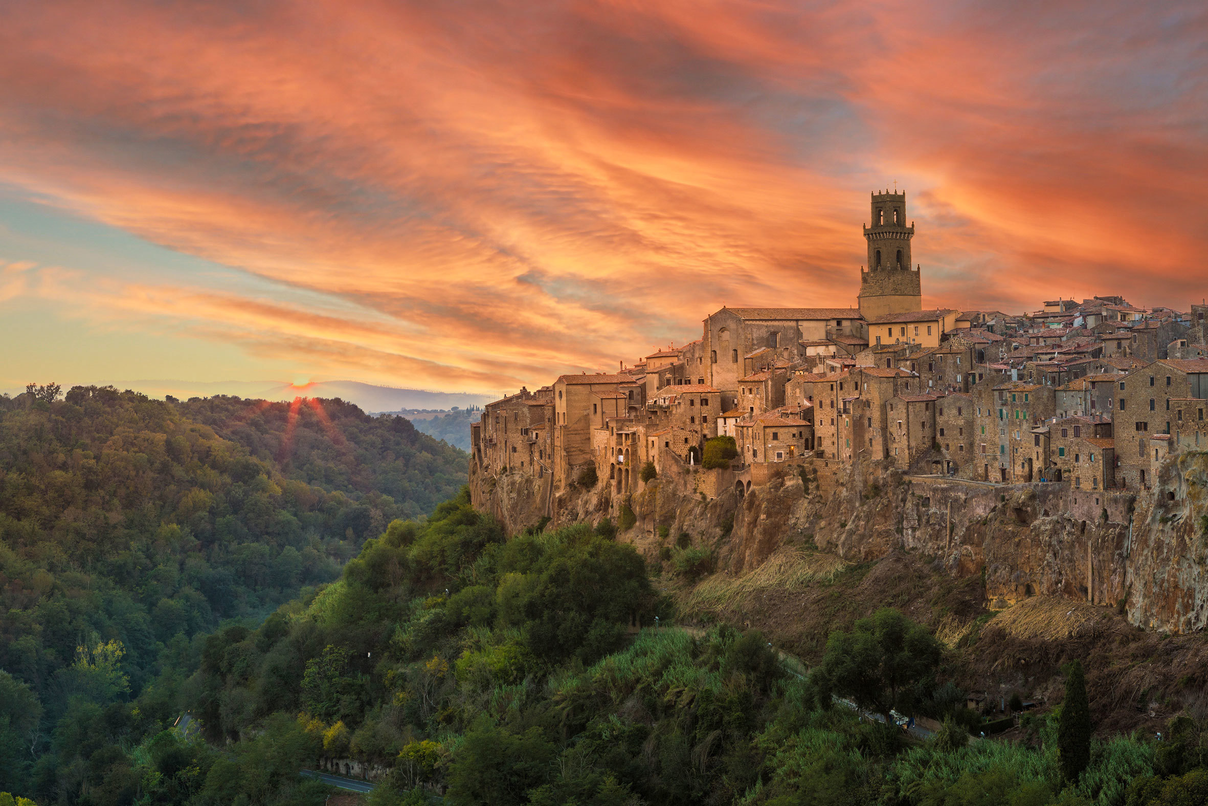 Sunset over Pitigliano, Tuscany, Italy