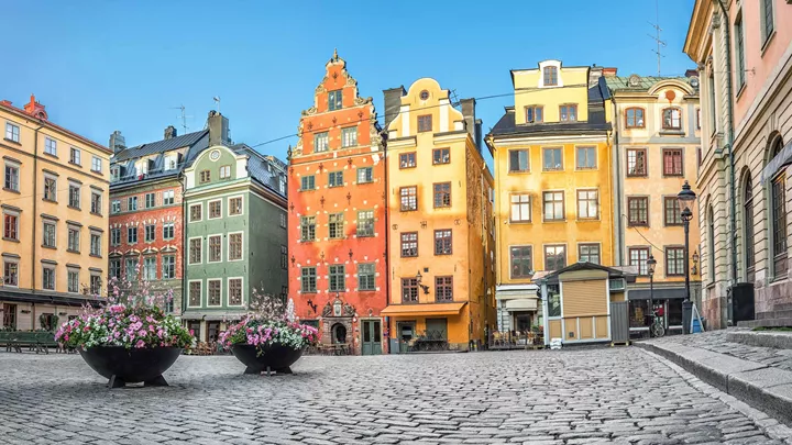 Houses on Stortorget Square in Stockholm, Sweden