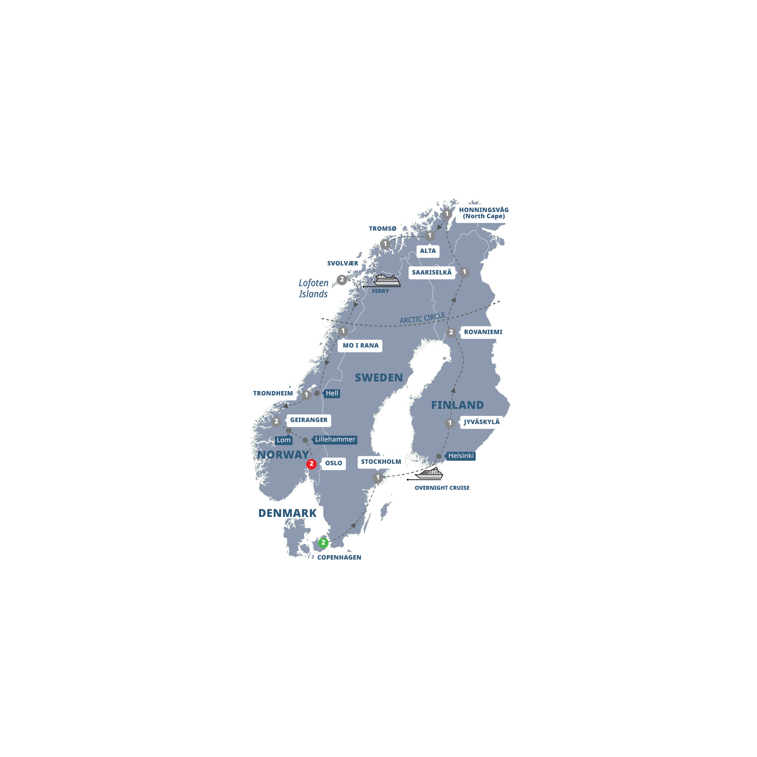 Nordic Adventure Guided Tour Map 2026