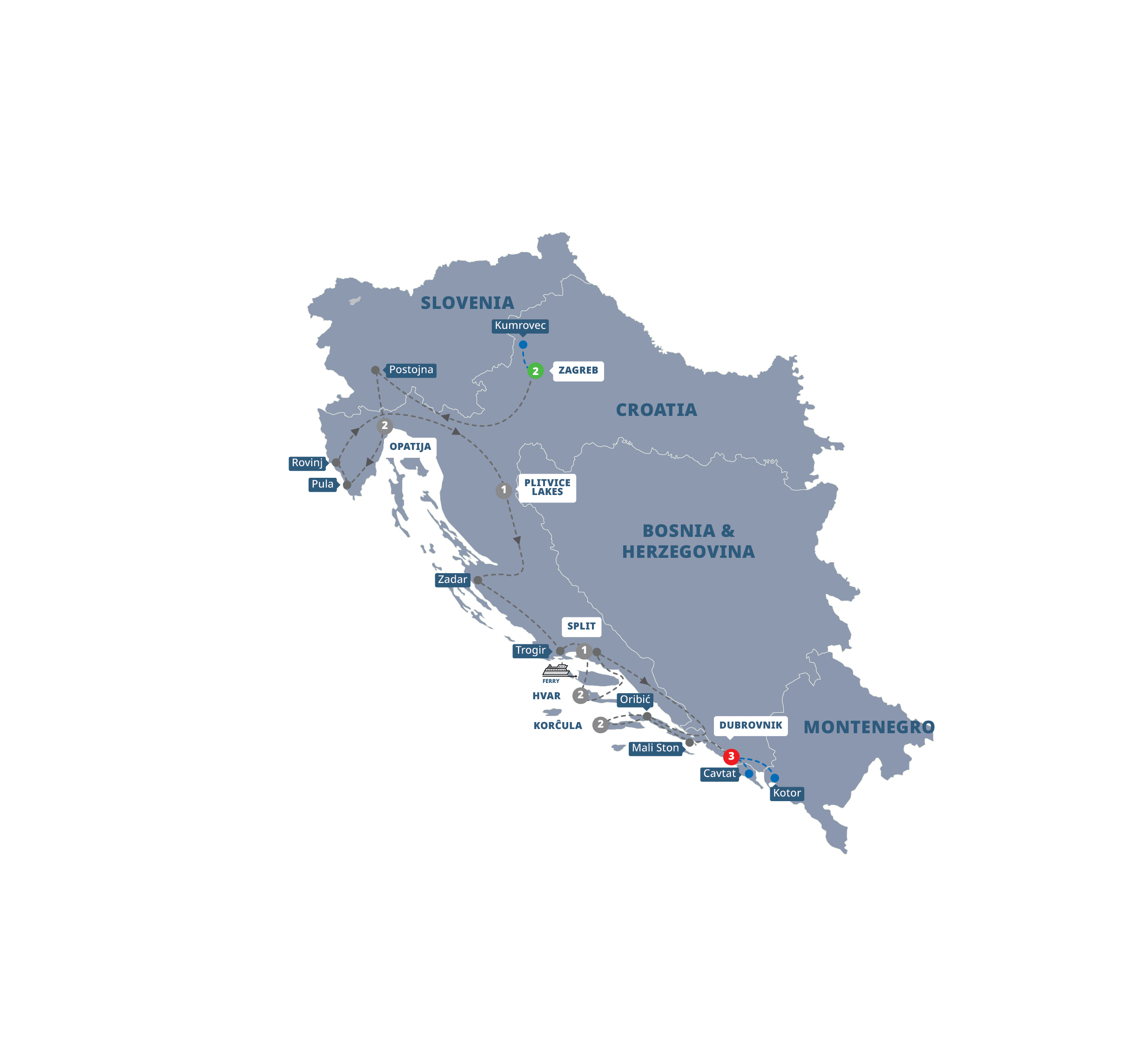 Map Country Roads Of Croatia Small Group Guided Tour YE962 27