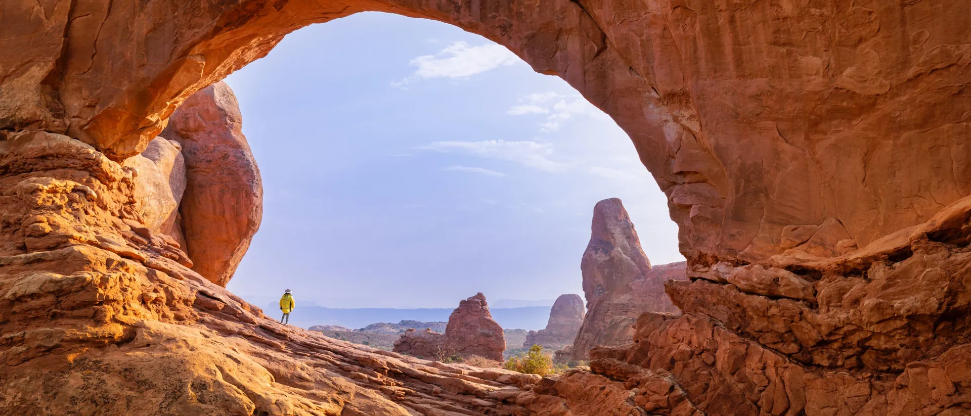 Gate formed from rocks in Arches National Park in USA