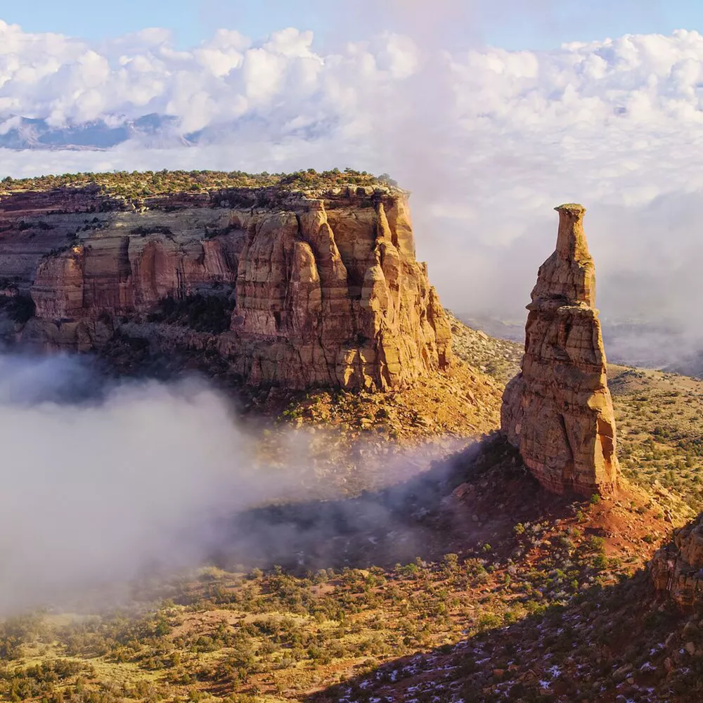 A cloud fog creeping into the Grand Valley of Western Colorado, USA