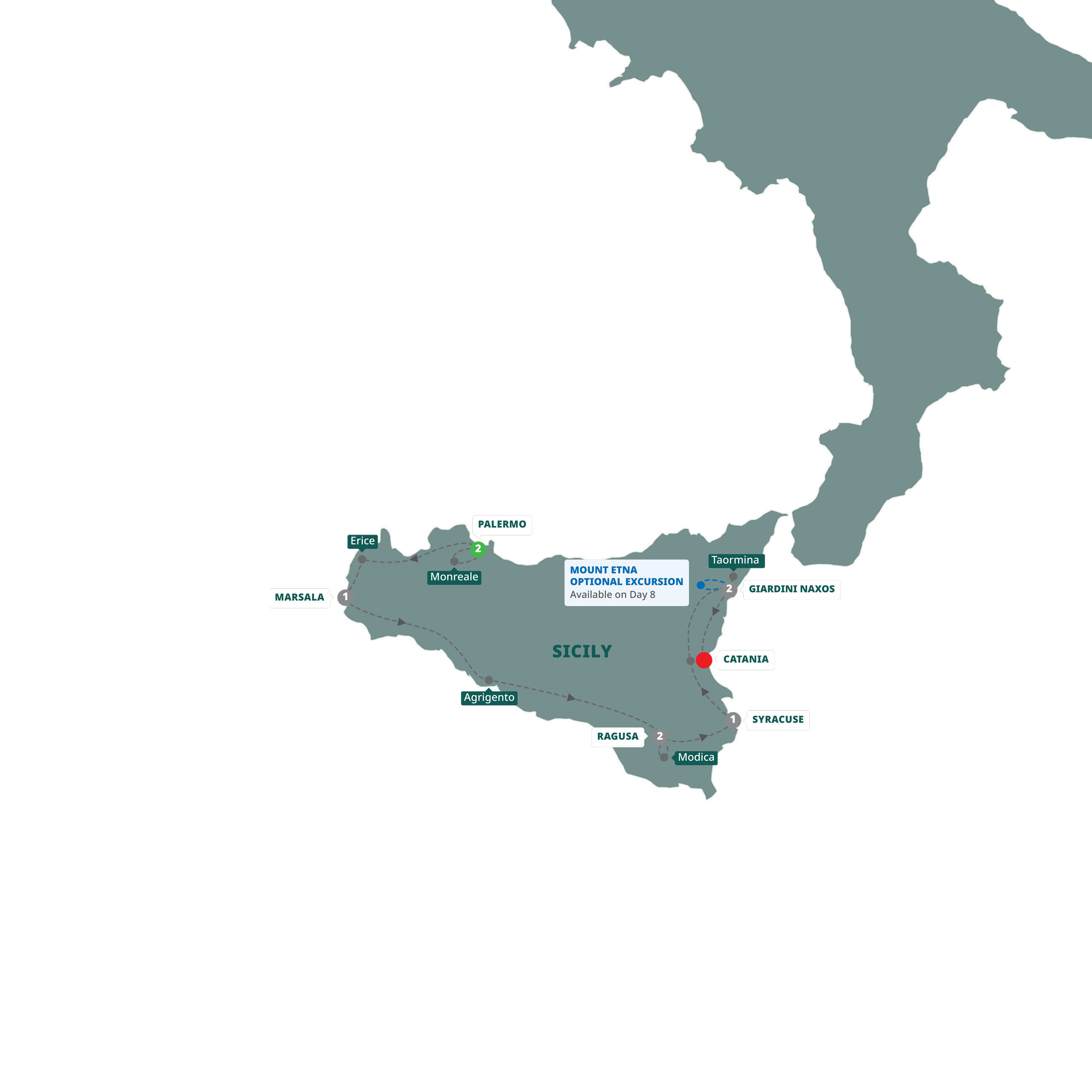 Colours Sicily Guided Tour Map summer 2025