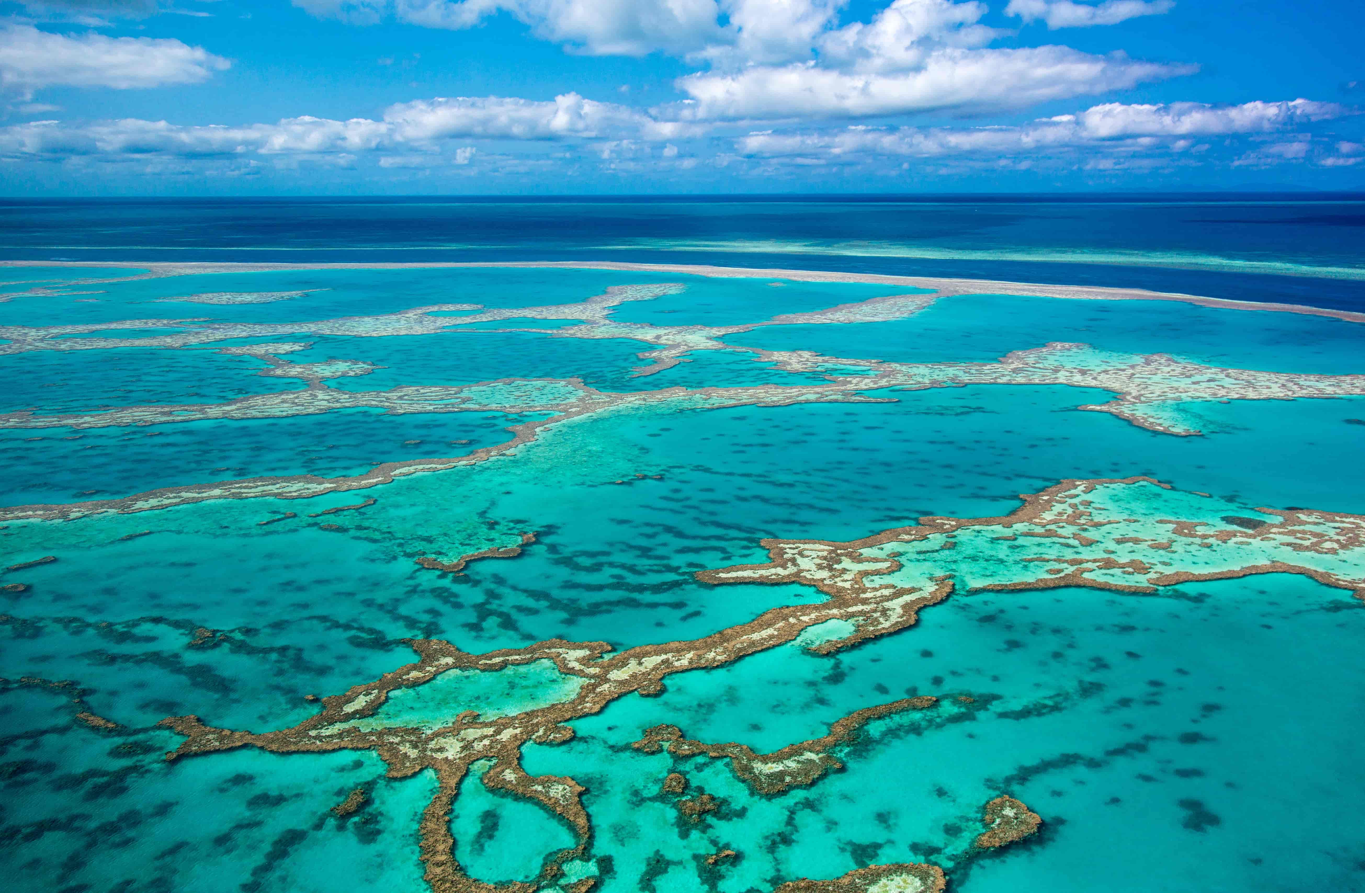 Aerial Of Great Barrier Reef At Whitsunday Island