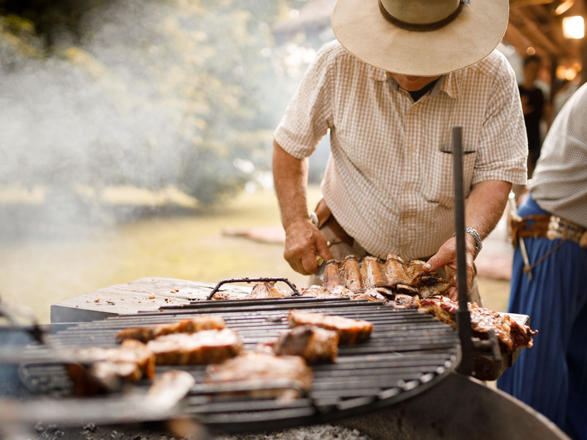 Preparation of traditional parrilhada in Argentina