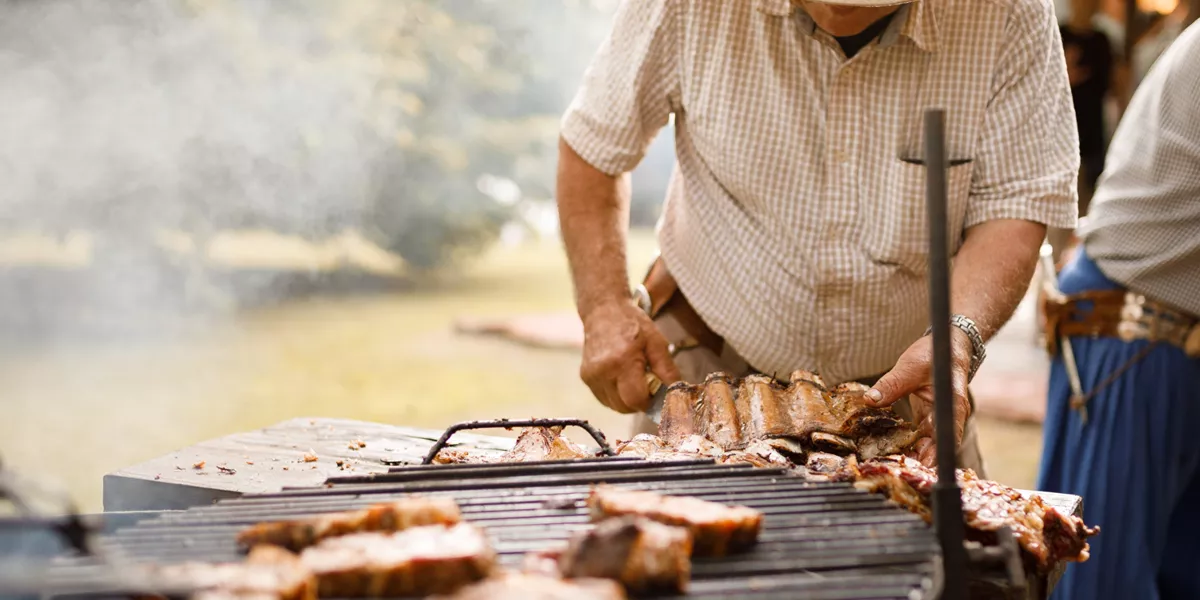 Preparation of traditional parrilhada in Argentina
