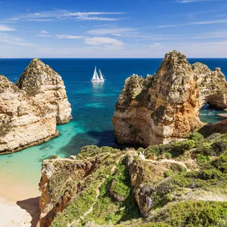 Beautiful Beach On Algarve Coast, Portugal 687689468