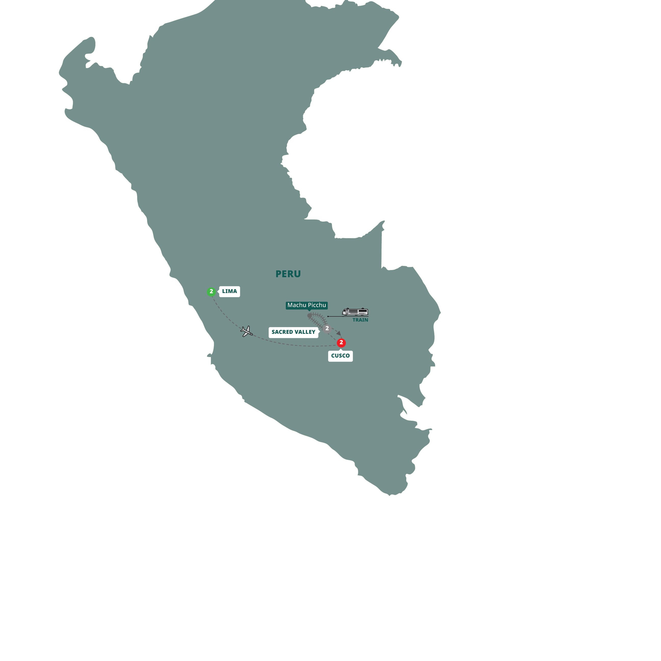 Peru Explorer Guided Tour Map 2026 VPRU