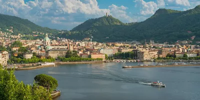 Panoramic View Como City Overlooking Lake Como Italy